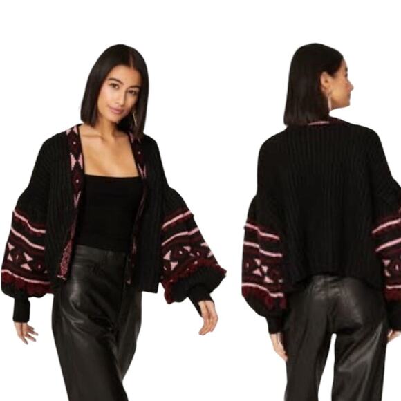 NWT Sachin + Babi Landon Knit - Black Burgundy Peony Cardagin – Sz XL - Picture 1 of 14